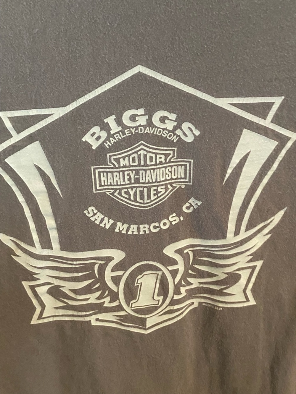 Harley-Davidson Motorcycle Gray graphic Tee Biggs San Marcos Ca. 2011 t-shirt - Picture 7 of 11